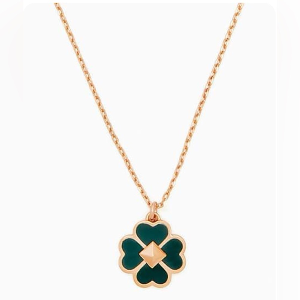 ‪ Kate Spade ♠️ Spades & Studs Enamel Pendant Necklace